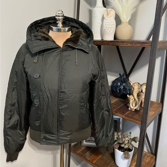 Ralph Lauren Polo Jeans Brown Down Puffer Coat Women’s SIZE MED - Picture 1 of 12